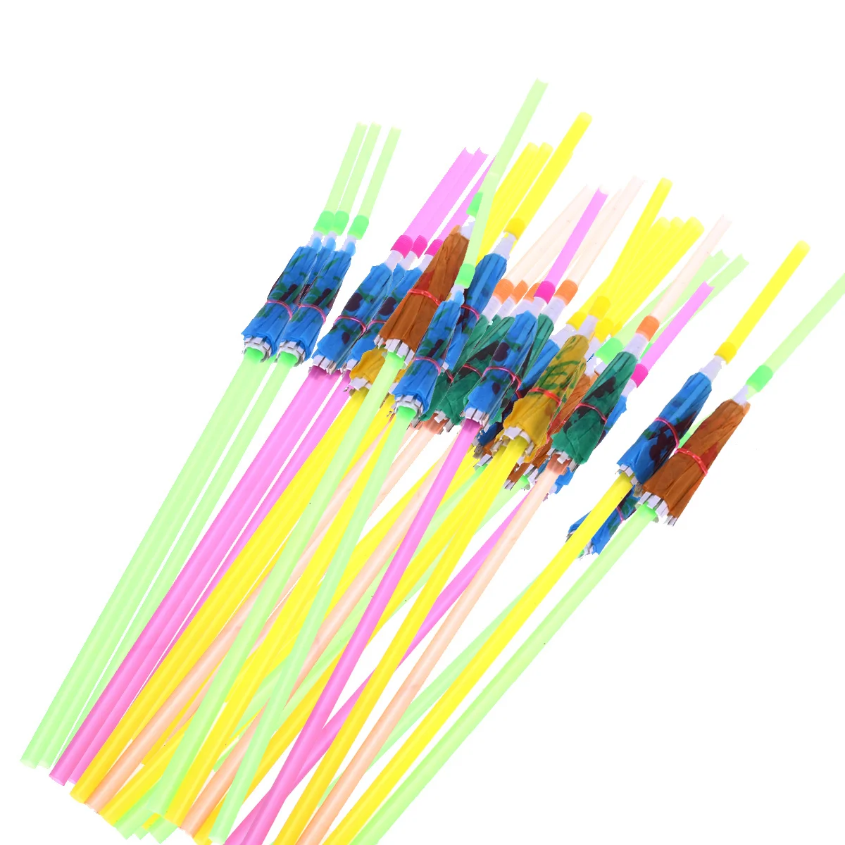 

100pcs Umbrella Straws for Hawaiian Luau Party BBQ Summer Fruit Drink Decorative Supplies Bright Colored Table Straws