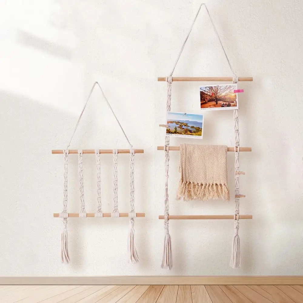 Bohemian Style Cotton Rope Decorative Shelf Handmade Creative Storage Rack Wall Mounted Exquisite Woven Tapestry Children's Room