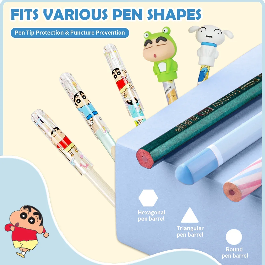 Crayon Shinchan Cartoon Pencil Cover Anti-stamp Protection Pencil Cover 3D Nohara Shinsuke Student Stationery Gift Dust Cover