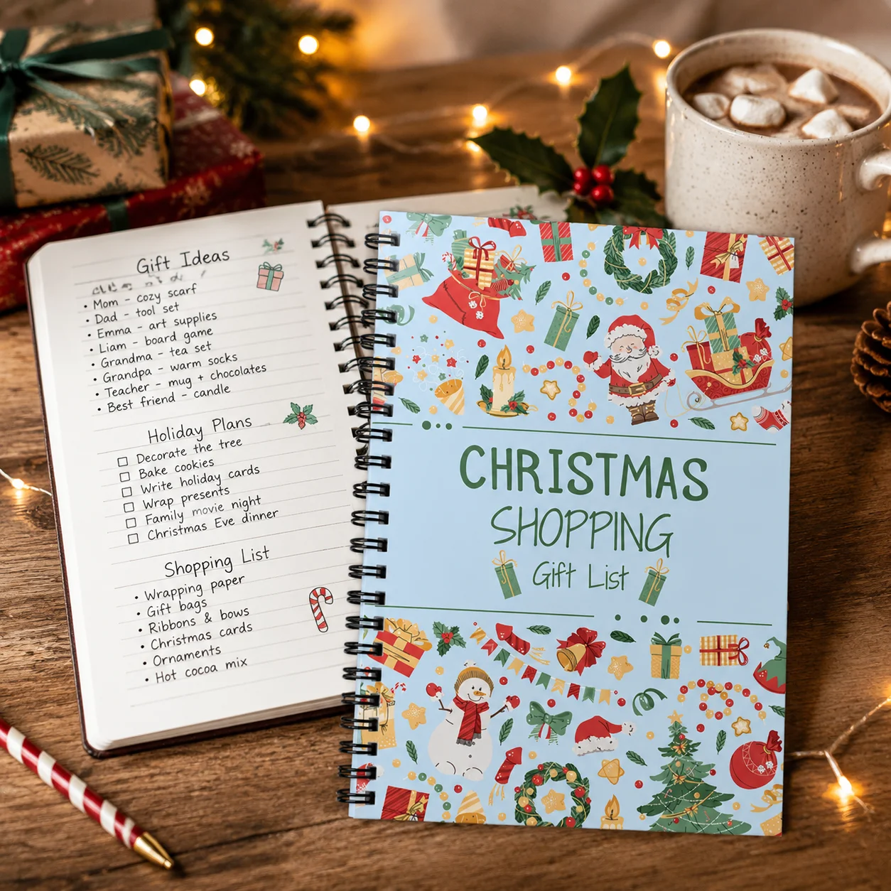 1pc Christmas Shopping List Notebook Portable Paper Holiday Planner Organizer for Family Event Planning Durable Stationery