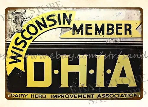 restaurant pub Wisconsin DHIA Dairy Farm Cow farming cottage barn metal tin sign