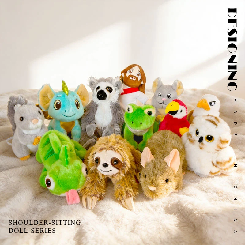New Styles Magnetic Shoulder Sloth Frog Parrot Owl Plush Toys Lovely Squirrel Mouse Lemur Sea Eagle Plushie Doll Funny Gift