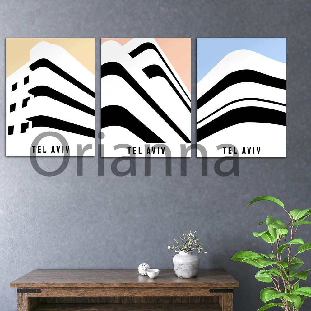 

Tel Aviv Bauhaus Poster,Nordic Abstract Bauhaus Wall Art Prints,Bauhaus Architecture Poster Home Decor Canvas Painting Cuadros