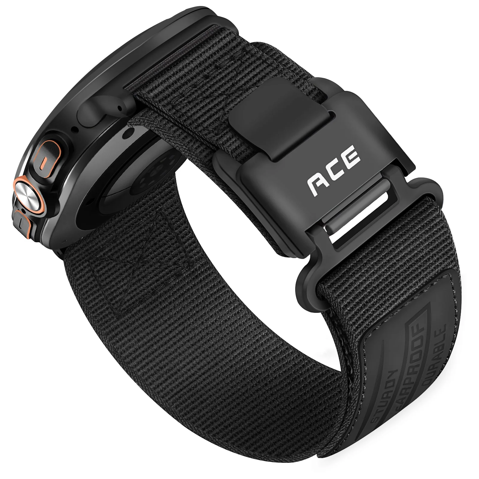 Das Armband ist geeignet für die Samsung Galaxy Watch Ultra 47mm (Modell 2024/2025) Herren-Sport-Nylon-Armband mit Magnetverschluss – Detail 12