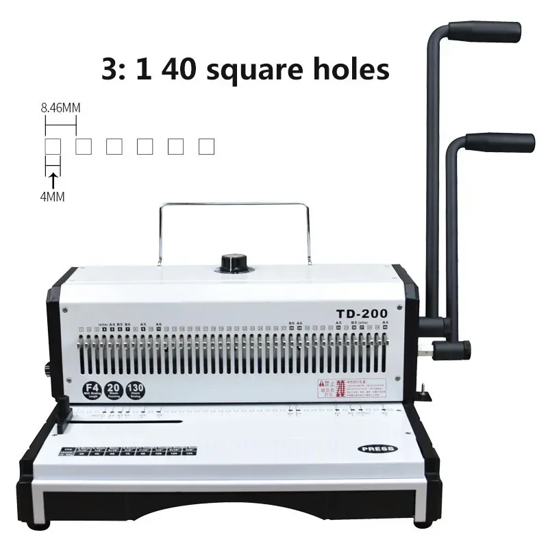 TD-200R 23 Hole Squar Round Binding Machine Small New Manual Heavy Duty Hole Punch Thick Layer Iron Binding Machine