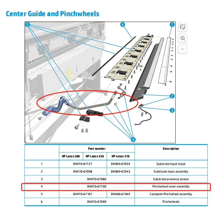 B4H70-67100 Pinch Wheel Lever Assy Serv Fit For H -P Latex 115 310 330 360 110 335 365 POJAN
