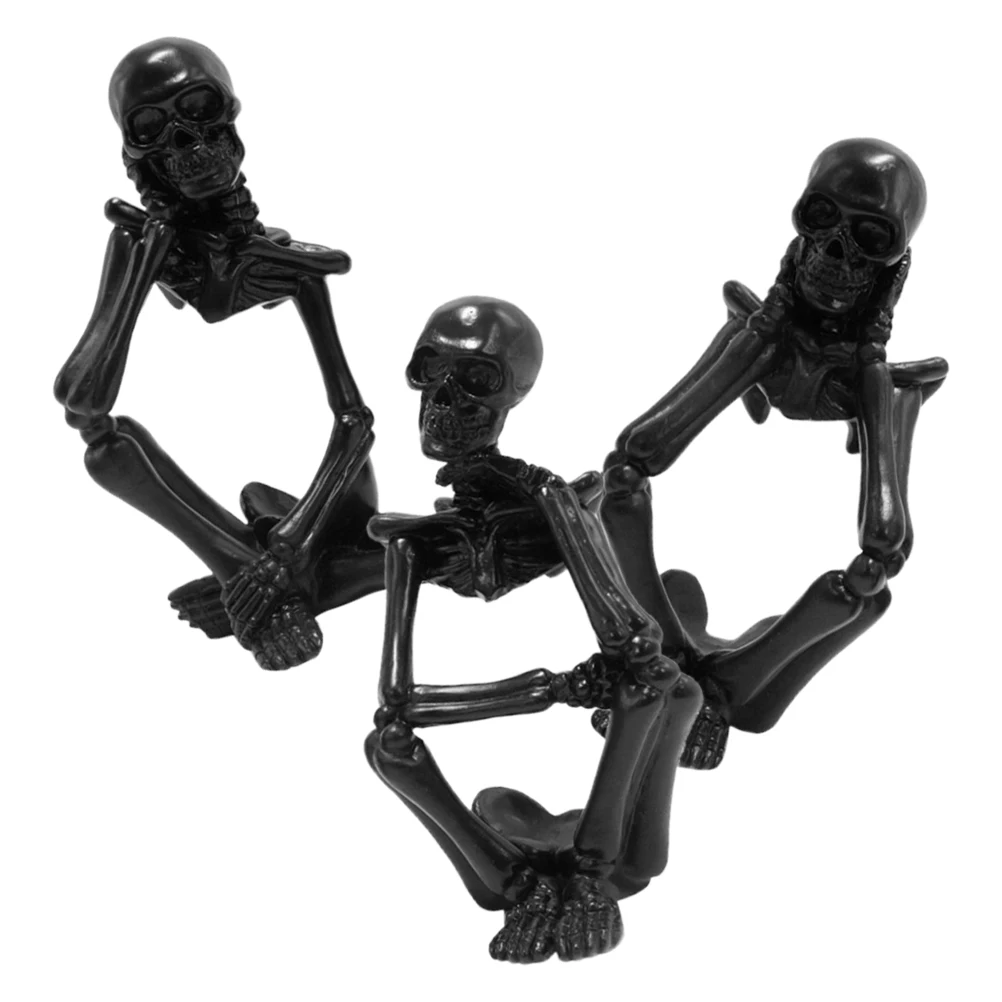 

3pcs Thinker Statue Halloween Decor Desktop Craft Resin Indoor For Home Office Table Decoration