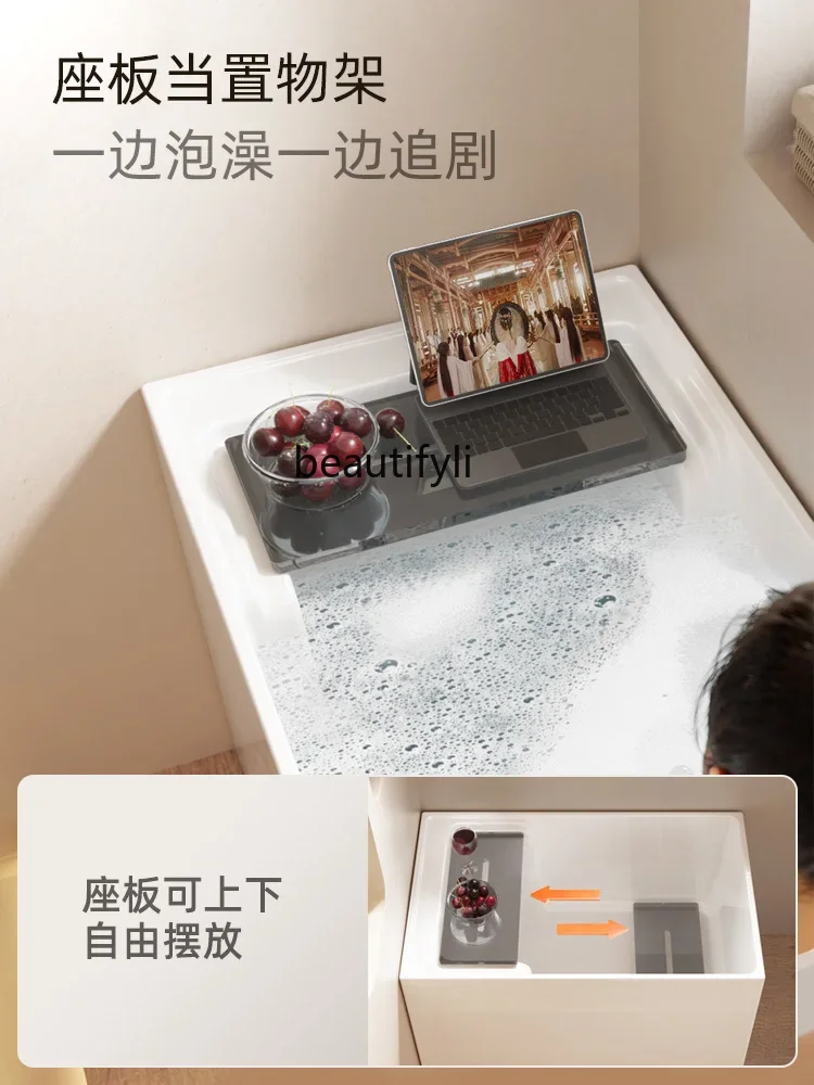 

Small apartment Japanese-style mini acrylic household bathtub bathroom square deep soaking bathtub