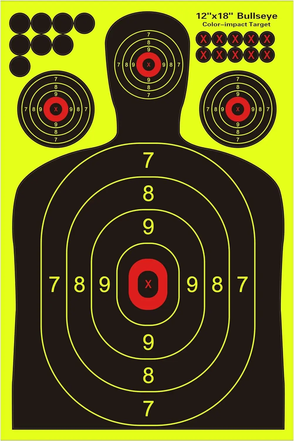 

Мишени для стрельбы Silhouette Splatter, 12x18 дюймов, 20 штук в упаковке, яркие флуоресцентные, легко заметны при попадании в мишень, для использования в помещении и на улице.