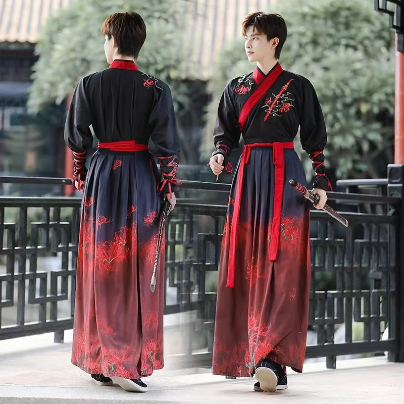 Ancient Chinese Dress Hanfu Men Traditional Embroidery Dresses China Style Martial Arts Cosplay Costume Kimono Student Uniform