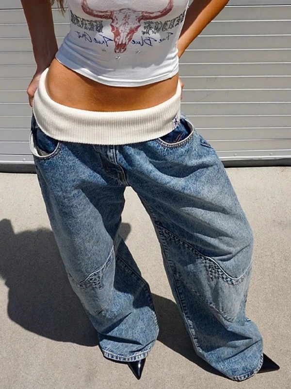 

Модные джинсы Джокер в стиле ретро в стиле хип-хоп, женские корейские повседневные простые платья, незаменимые широкие брюки Y2K, свободные комбинезоны Джокера