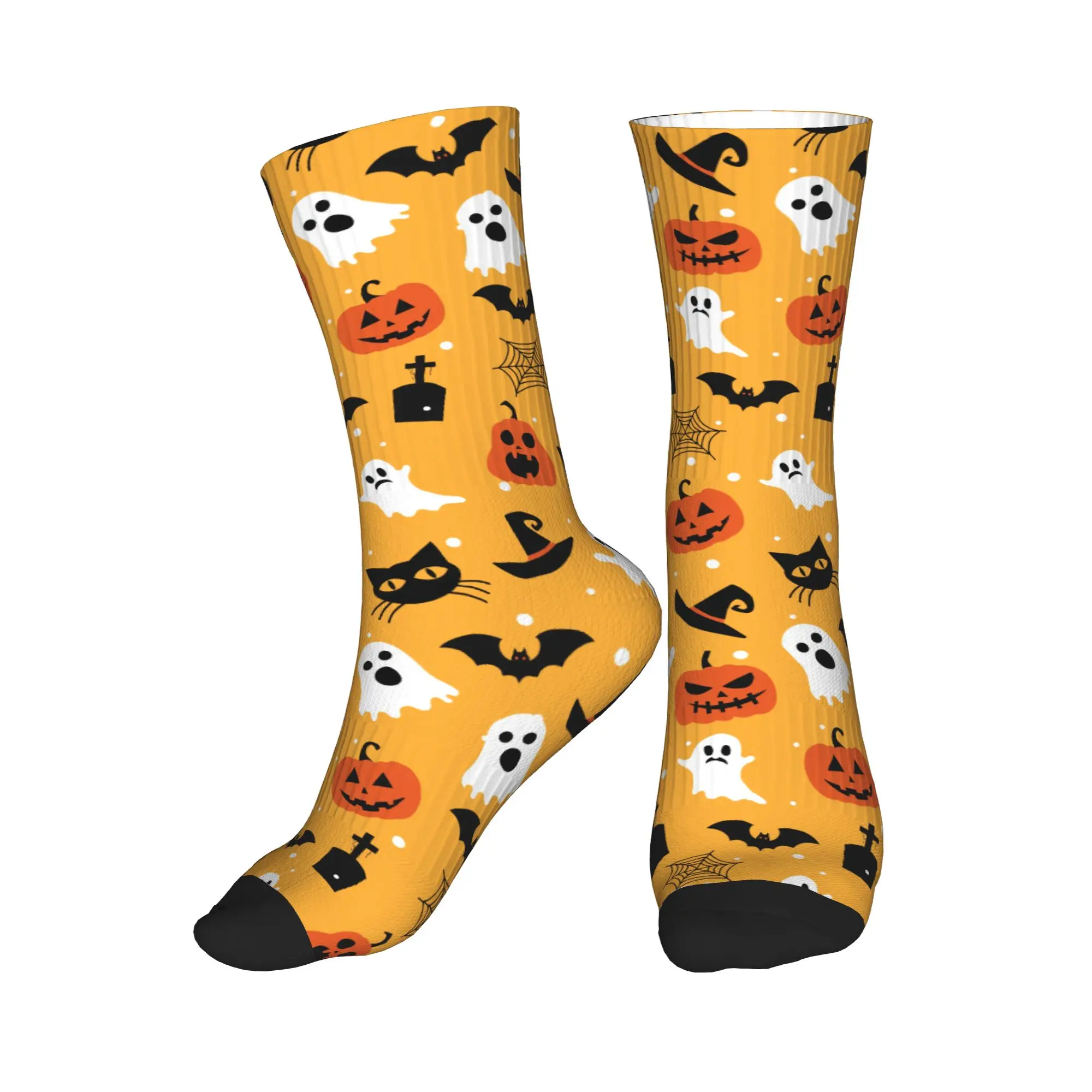 

Kawaii Men's Halloween Pumpkin Ghost Cats Dress Socks Unisex Warm Comfortable 3D Printed Crew Socks
