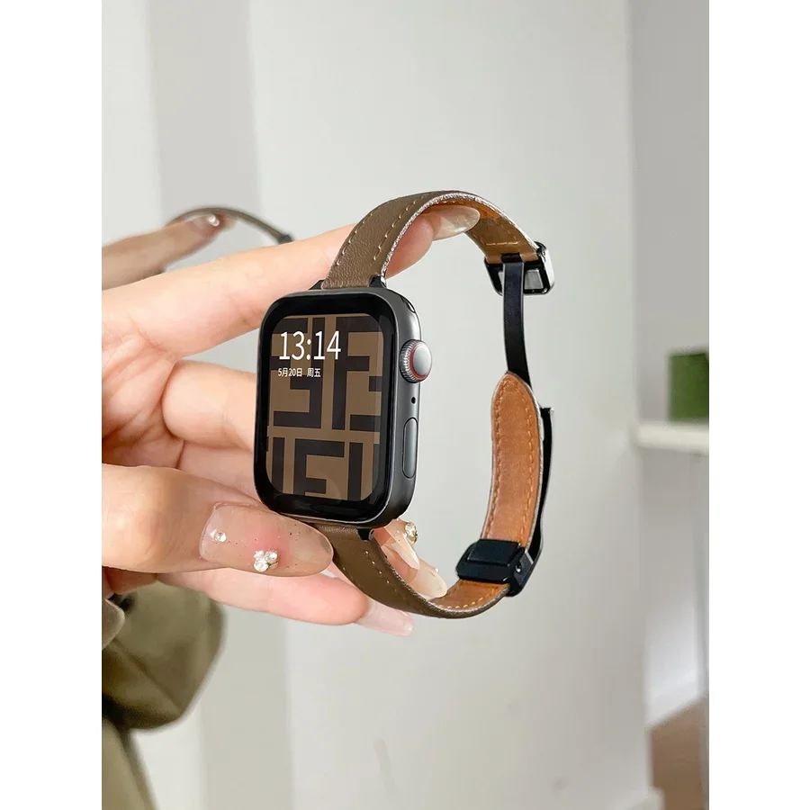 Pulseira de couro magnética para apple watch ultra band 49mm 45mm 41mm pulseira correa 40mm 44mm 38mm 42mm iwatch série 8 se 7 6 5 4