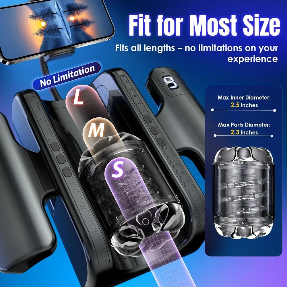 Automatic Telescopic Vibrating Male Masturbator Cup Pocket Pussy with Holder Penis Trainer Vaginal Adult Sex Machine for Men