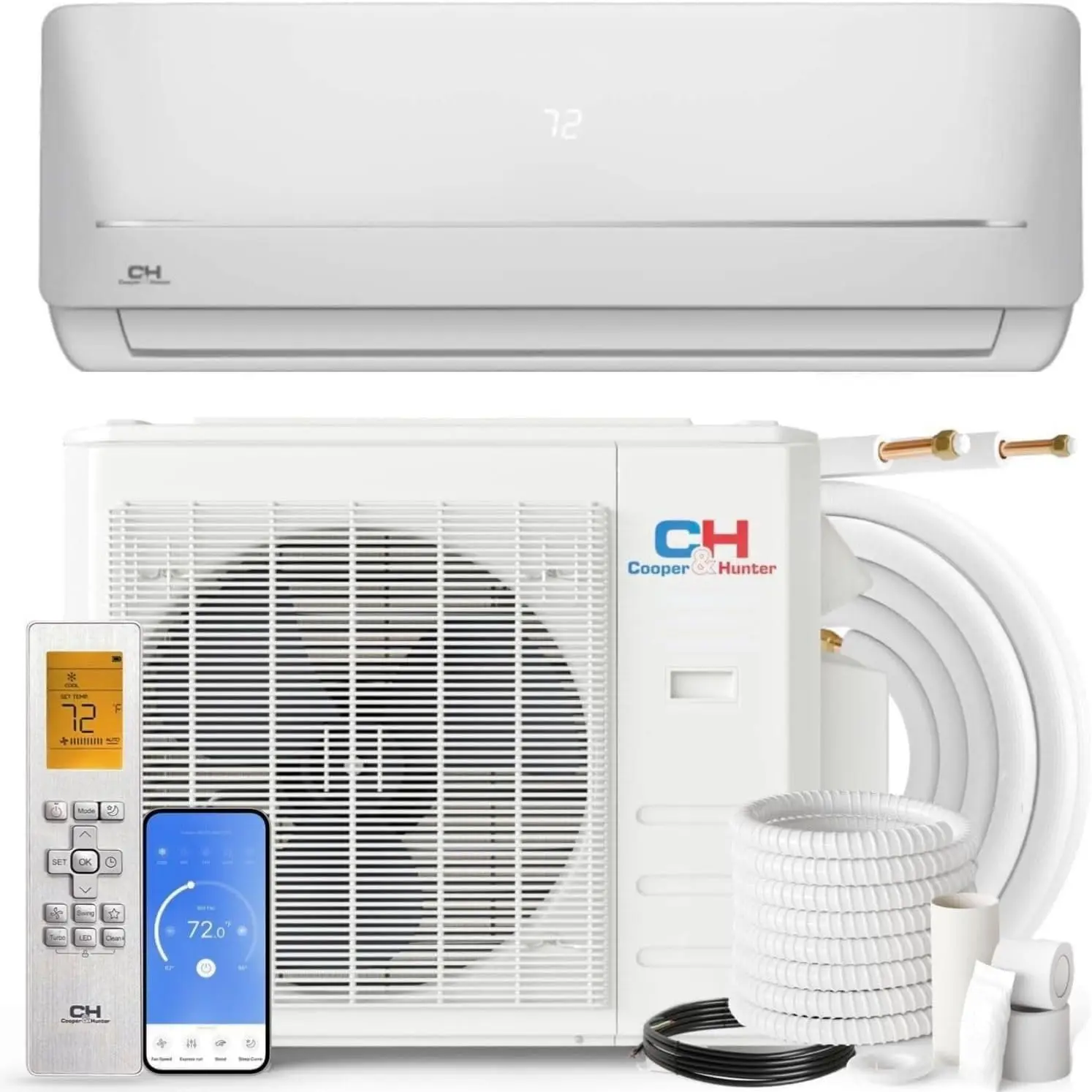 12,000 BTU, 115V, 20.8 SEER2 Ductless Mini Split AC/Heating System Pre-Charged Inverter with 16ft Installation