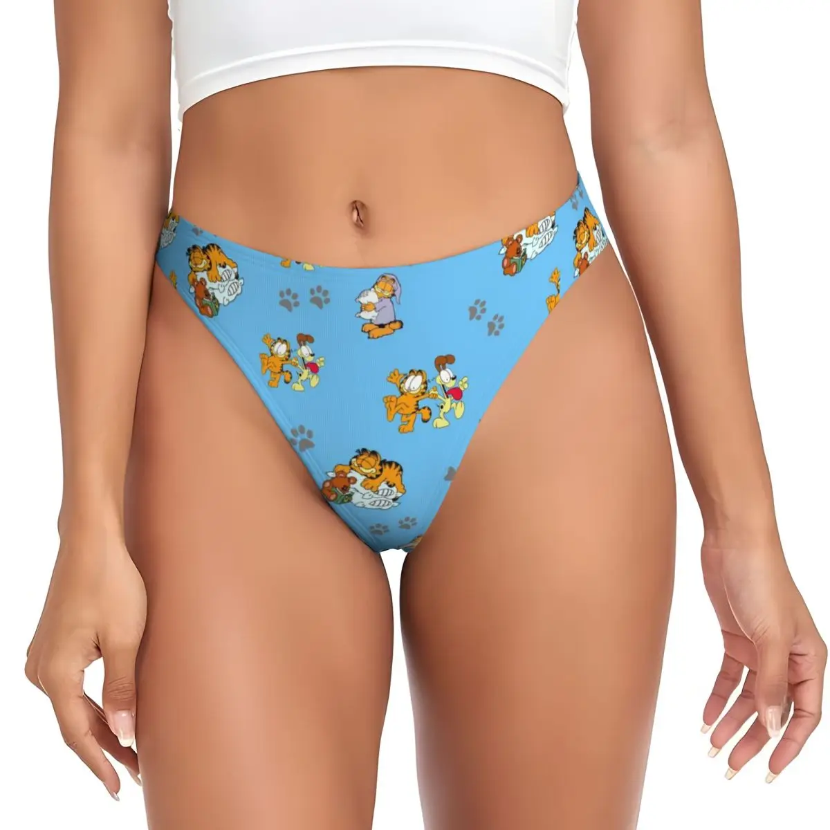 

Custom Funny Cat G-Garfields G-string Underwear Women's Comfortable Stretch Thongs Panties