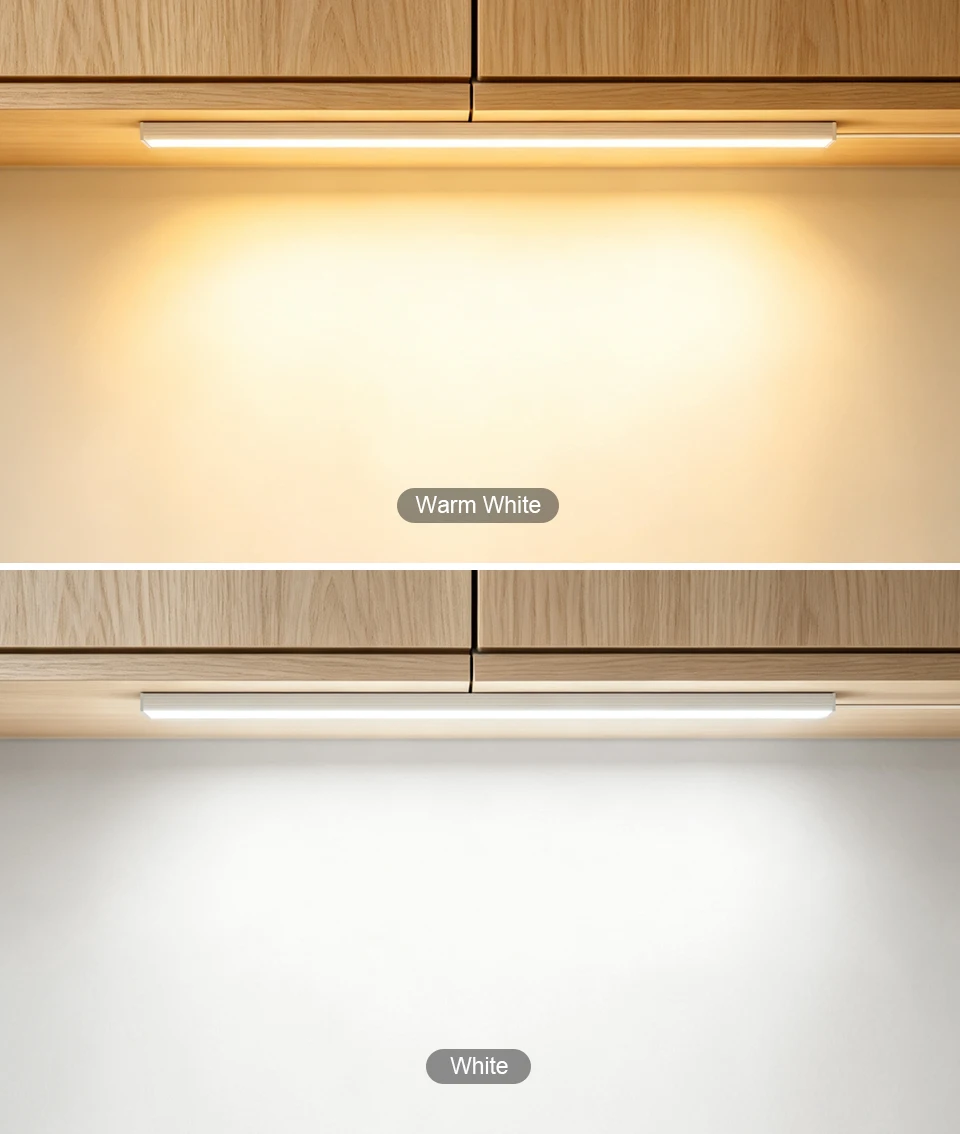 Black/White Shell USB Powered LED Night Light Bar 42cm Aluminum Touch On/Off Dimmable Lamp Cabinet Closet Washing Room Lighting