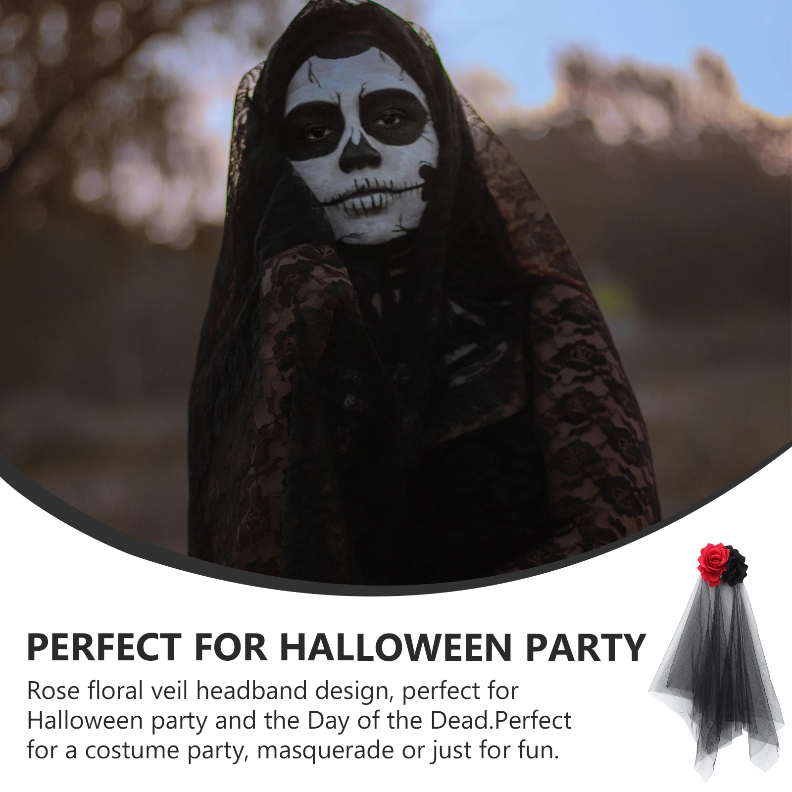 

Rose Headdress Halloween Hair Hoop Floral Headband Wear Decoration Cosplay Veil Creative Costume Delicate Party
