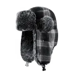 Panamanian men and women's winter checkered warm pullover, Lei Feng hat, fashionable and thickened outdoor winter Cap H174