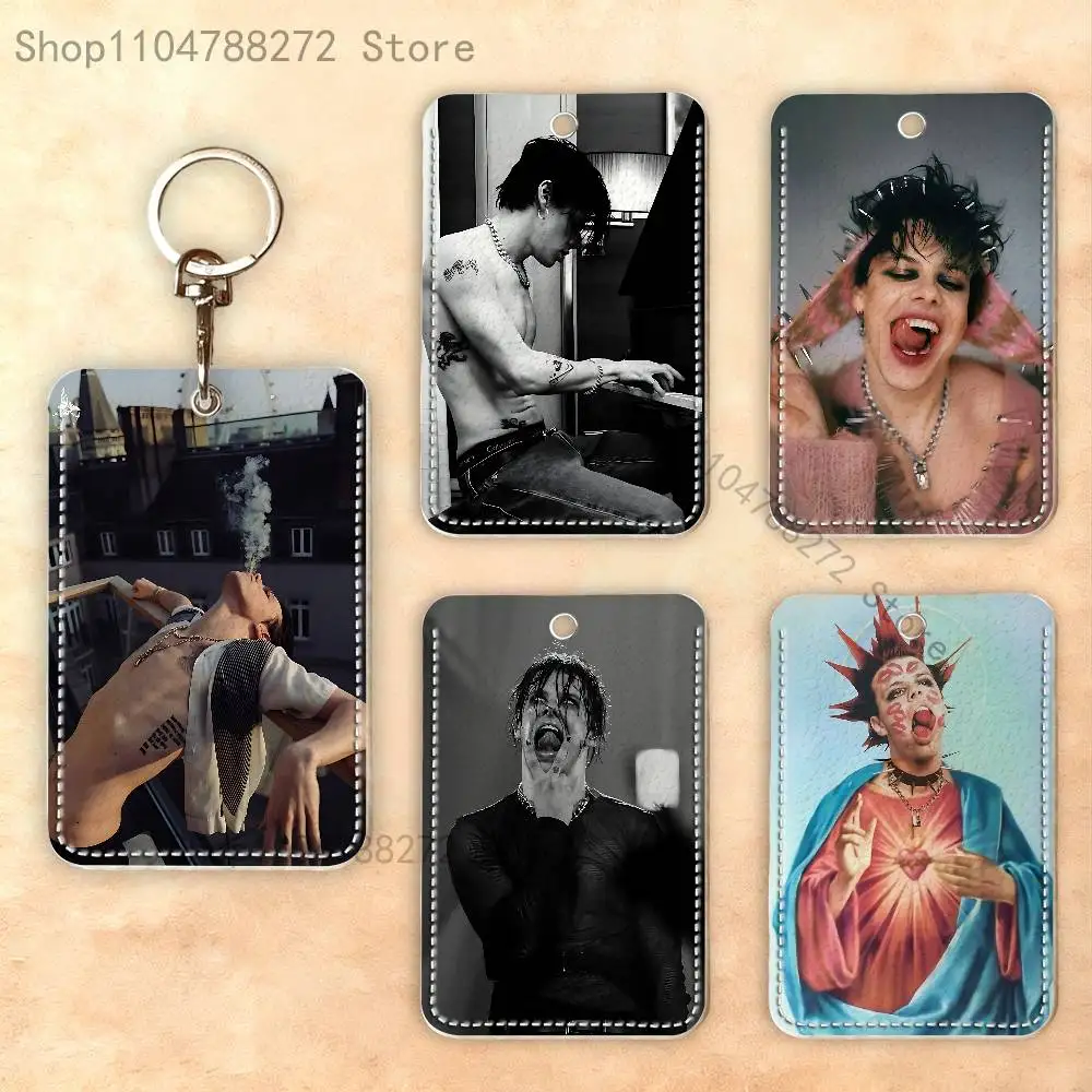 Y-YUNGBLUD مستطيل بطاقة حالة المفاتيح الوصول حافظة للبطاقات مفتاح العلامة حلقة حامل بطاقة جلدية مفتاح حلقة الوصول #1