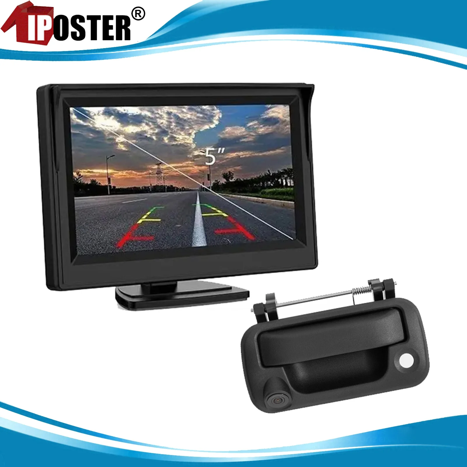 iPoster 5''  Car Rear View  Monitor Trunk Handle Rear View Reverse HD Camera Night Vision For Ford F150 F250 F350 F450 2008-2014