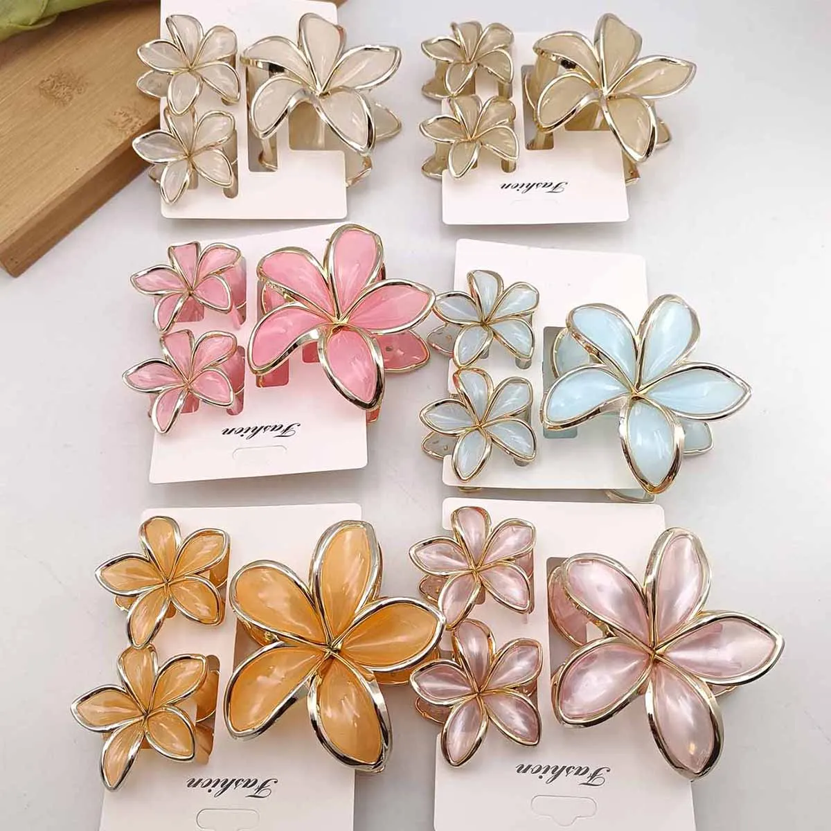 3/9 Teile/satz Blume Haar Clips Frauen Strand Urlaub Haar Klaue Stilvolle Shopping Kopfbedeckungen Weibliche Haar Zubehör – Detail 2