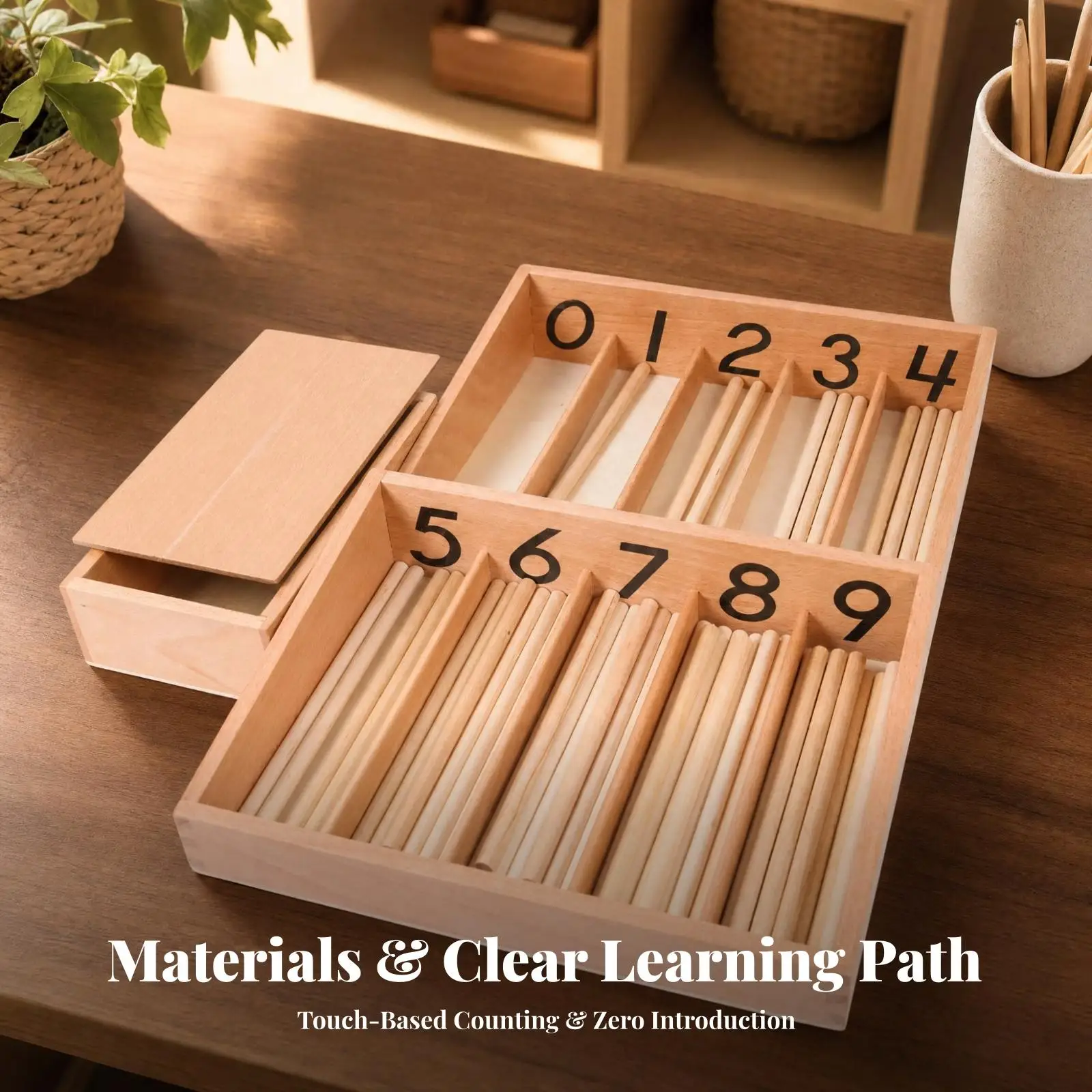 Montessori Math Spind Box Wooden Counting Toy for Children Educational Number Blocks Learning Tool Kindergarten Homeschool