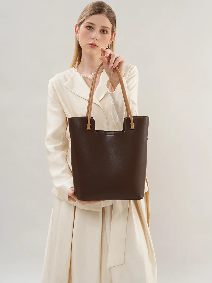 New Womens Shoulder Bag Casual Fashion Large-Capacity Tote Bag Retro Simple Genuine Leather Women Handbag And Shoulder Bag