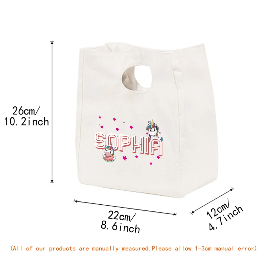 パーソナライズされたカスタマイズされた名前ポータブルランチバッグかわいい食品収納ポータブルバッグユニセックスオフィス弁当ポーチ旅行ピクニックパック