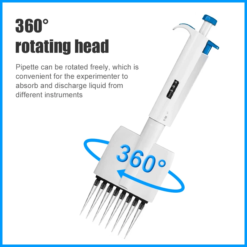 WESTTUNE Multichannel Pipette Accurate and Calibrated Micropipette Mechanical Adjustable Volume TopPette Pipettor 8/12 Channels