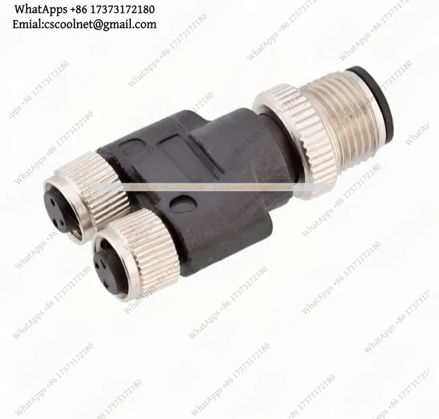 k3 M12 Male 4 Pin to Dual M8 Female 3 Pin Y Adapter, Industrial Ethernet Waterproof Connector Sensor Cable Splitter