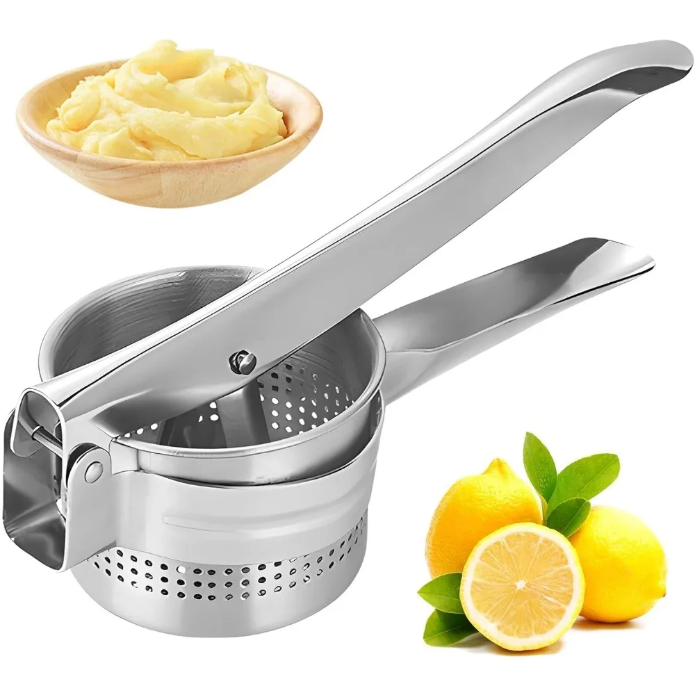 Kartoffelstampfer, Zerkleinerer aus Edelstahl in Lebensmittelqualität, Obst, Gemüse, Zitronenpresse, Entsafter, ergonomischer Komfortgriff, Küchenhelfer