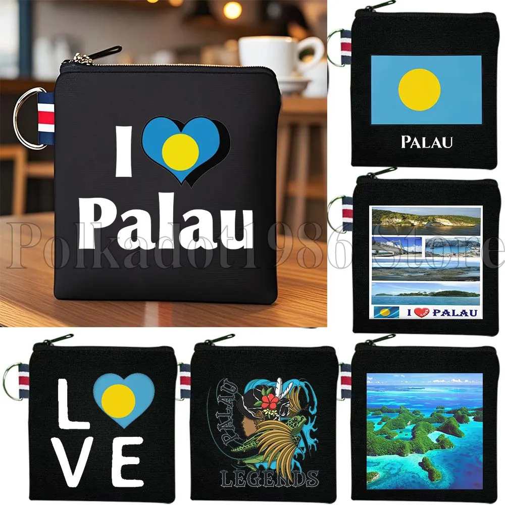 

Флаг Палау, карта Палестиского сердца, патриотические подарки для путешествий, холщовый кошелек для монет, маленькая квадратная сумка для хранения ключей, сумка для карт, хлопковый кошелек