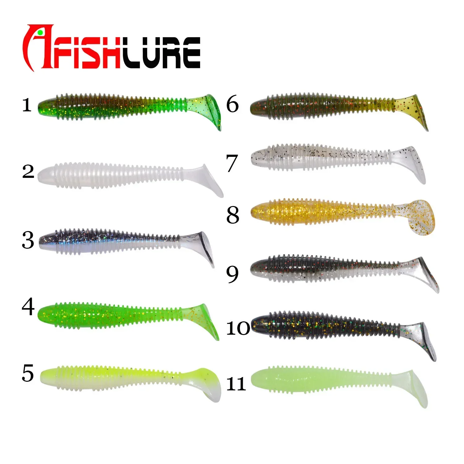 Afishlure Soft Plastics Salmon Fishing Grubs Lure 70mm/2.9g Worm Bait Wobblers Lure Fishing Pesca Texas Rig 12pcs/bag