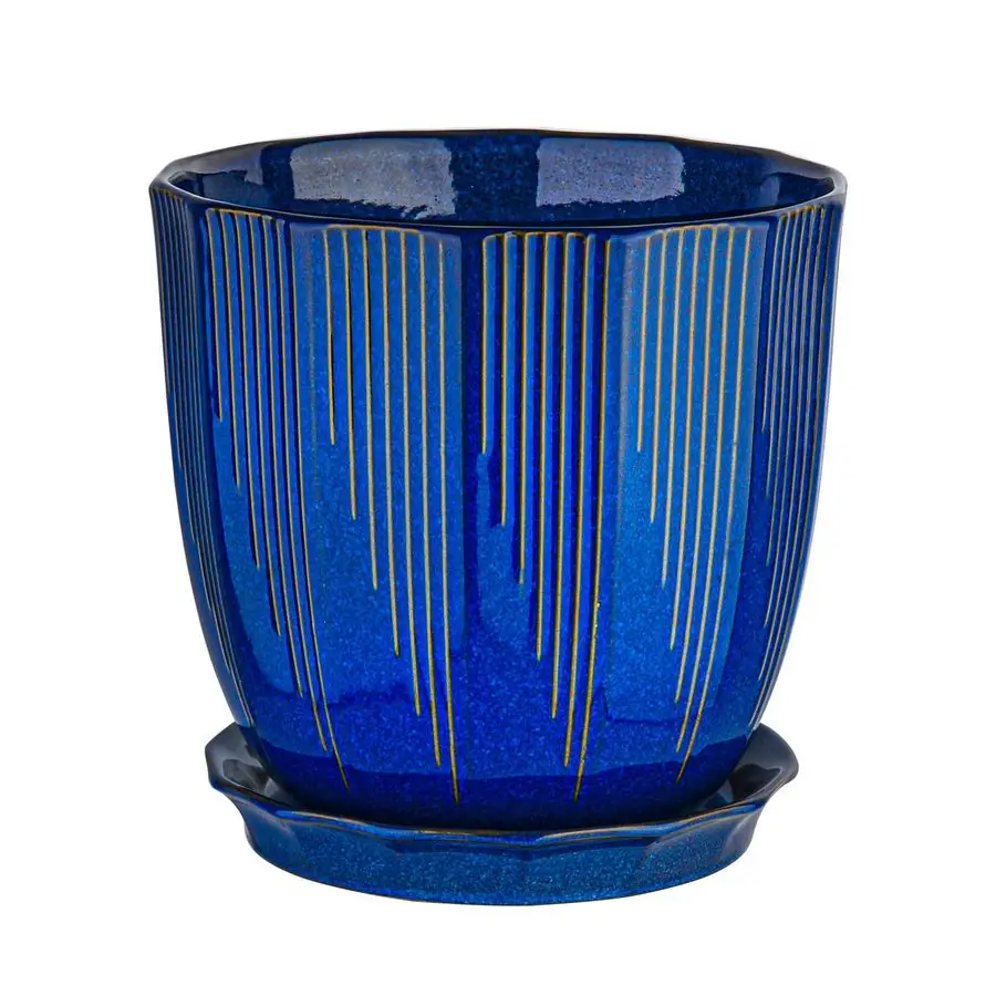 

10 Inch Ceramic Planter Pot with Drainage Hole and Saucer,Large Round Plant pots for Indoor Outdoor Plants,Modern Flower pots, N