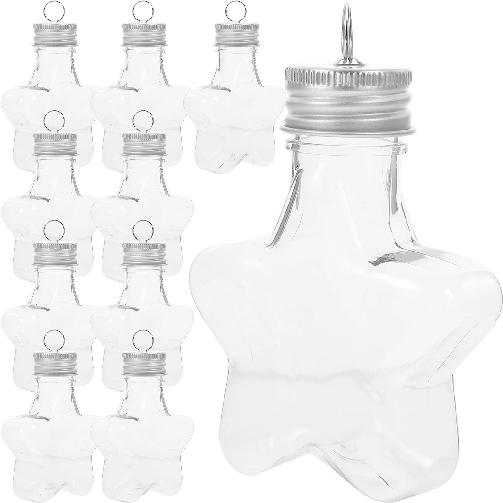 

10pcs Christmas Star Bottle Empty Refillable Hanging Glass Diy Decorative Bottle For Tree Pendant Ornament Home Landscape