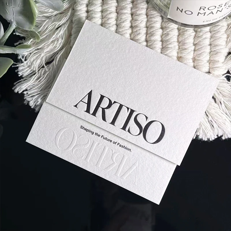 

200Pcs Debossed Embossed 3D Texture Business Cards 600gsm Cotton Paper Wedding Invitation Thank You Cards Customizable