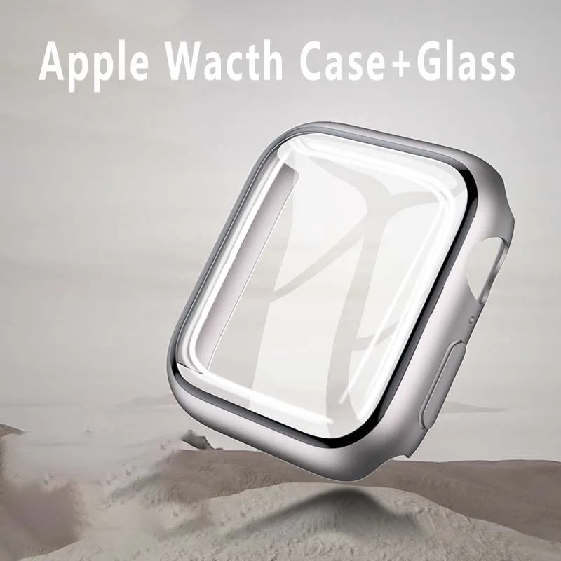 Стекло и крышка для Apple Watch Чехол 9 8 7 6 SE 5 iWatch, аксессуары для защиты экрана, серия 45 мм 41 мм 44 мм 40 мм 42 мм 38 мм