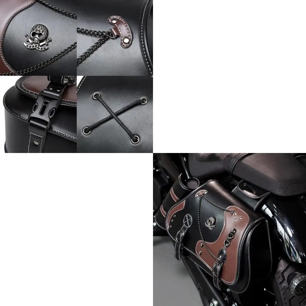 

1 Pair Travel Luggage Storage Bag Saddlebag Motorbike Accessories Tool Bag Retro Punk Saddlebag PU Side Bag