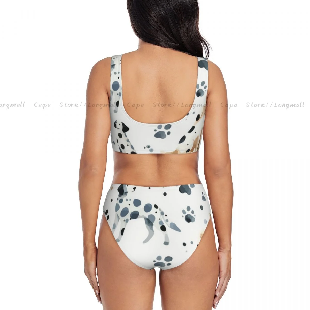 น่ารักสีน้ําสุนัขรูปแบบบิกินี่ผู้หญิงเซ็กซี่แยกชุดว่ายน้ําสองชิ้น Beachwear