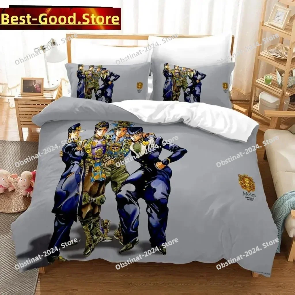 3D Anime JoJo Bizarre Adventure Jotaro Kujo Bedding Set Printed Comforter Duvet Cover Pillow Case 3 Pieces Sets Kids Adult Size