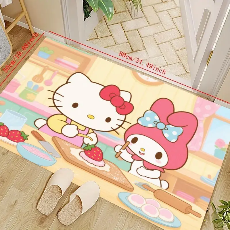 

1 шт. кухонный напольный коврик Hello Kitty My Melody, нескользящий впитывающий коврик Sanrio Cartoon Kawaii для выпечки, милый коврик в стиле аниме