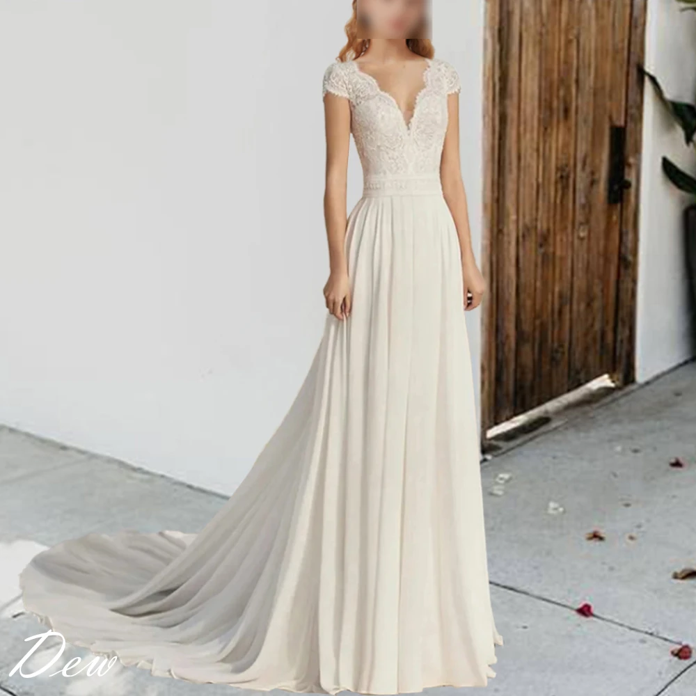 تخصيص الشيفون الأبيض جودة عالية حفل زفاف غمد رسمي رائعة يزين فستان الزفاف الكلاسيكية الخامس الرقبة أثواب الزفاف