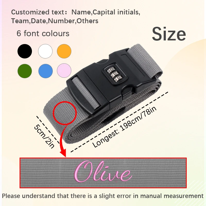 Embroidery Customization / Standard Version, Two Options, Personalized Luggage Straps, Multifunctional Retractable Straps, Many Colors Available, with Password Buckle, Back-To-School Season!