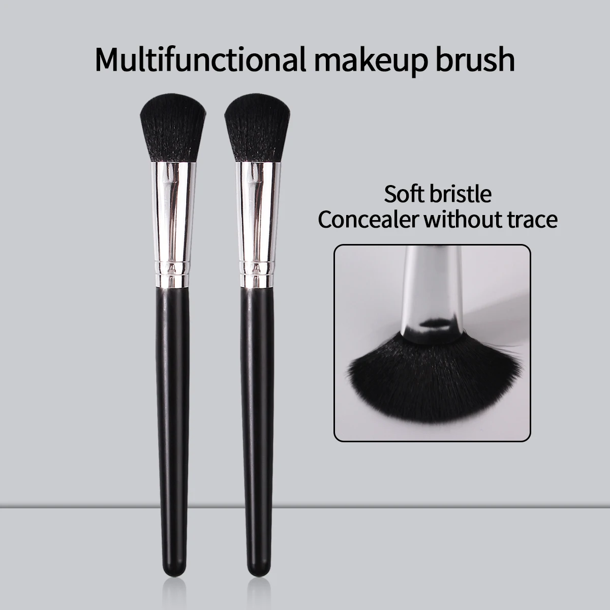 Pincel smuder com cabo de madeira macia, 2 peças, pincel para blush, pincel para destaque, ferramenta portátil multifuncional de pincel de maquiagem facial