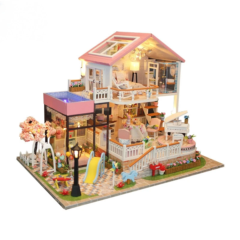 

New Handmade Wooden Diy Sweet Talk Series Doll House Model Villa Building Decoration Gifts Creative Assembly Toy Accessories
