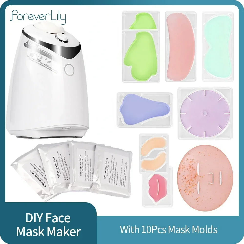 DIY Mini Face Mask Maker Automatic Vegetable Natural Collagen Fruit Face Mask Machine Skin Care Brush wtih 10Pcs Mask Molds