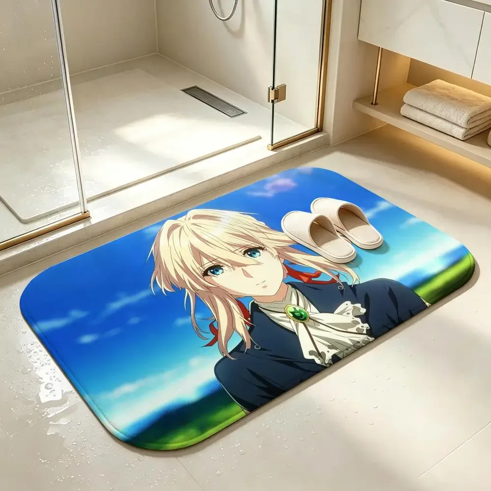 Anime-Violet EvergardenS Floor Mat Bedroom Carpet, Bathroom Foot Mat, Doormat, Non-Slip Absorbent Multi-Use