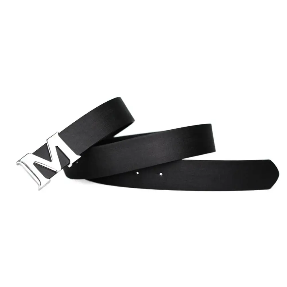 For Jeans All-match PU Leather Dress Decoration Metal Buckle Men Waist Belts Letter M Korean Waistbands Women Waist Belts