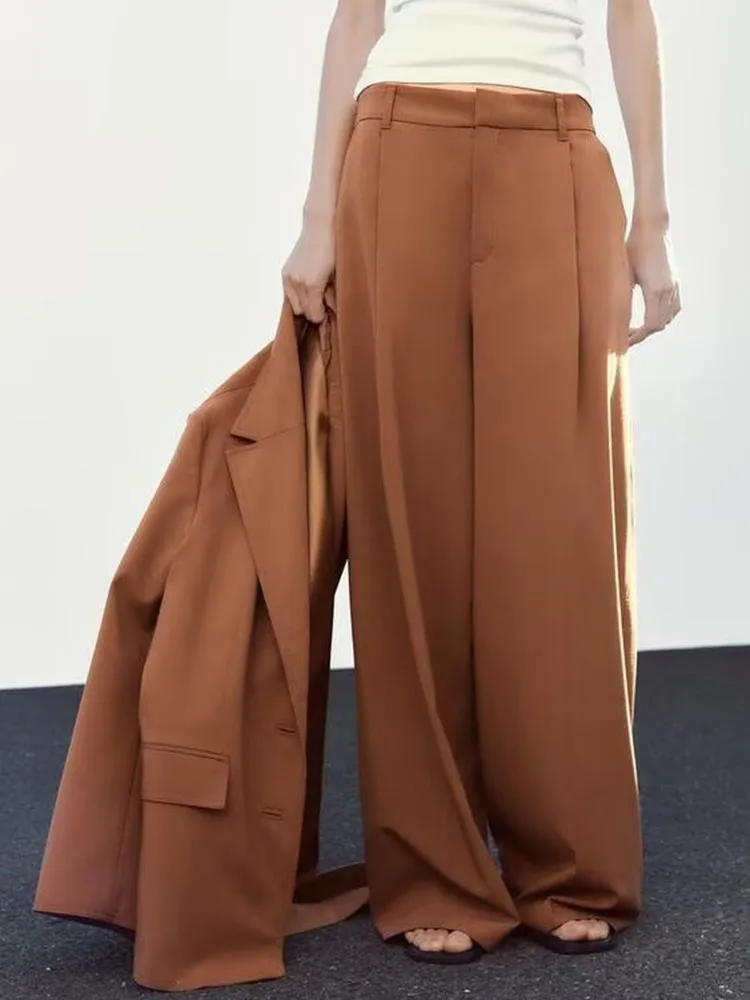 Abito da donna nuovo arrivo primaverile Jaet Pantaloni a pieghe a vita alta Lungo Sve abbottonatura Faionable Set da due pezzi Abbigliamento da lavoro
